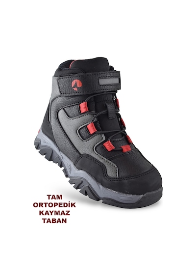 Barcelona Ortopedik Cırtlı Unisex Çocuk Bot Ayakkabı Çocuk Outdoor Bot Siyah