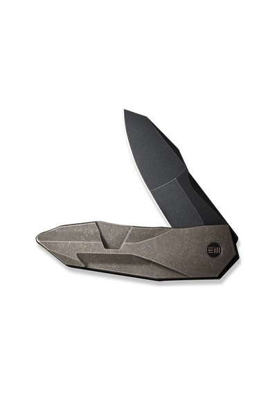 We Knife Solid Polished Bead Blasted Titanium Integral Handle Polished Bead Blasted Cpm 20cv Blade Blade Çakı Gri
