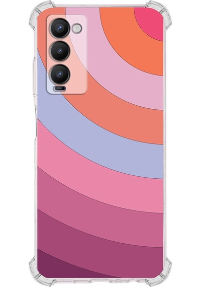 Tecno Camon 18 Uyumlu Köşe Korumalı Renk Cümbüşü F Tasarımlı Şeffaf Silikon Kılıf