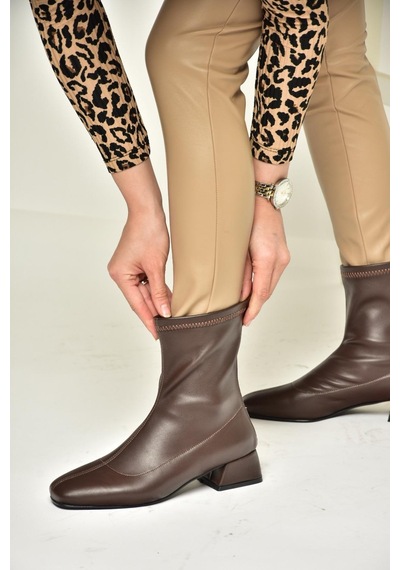 Fox Shoes T642749009 Kahverengi Streç Kadın Bot Kahverengi-suni Deri Kahverengi