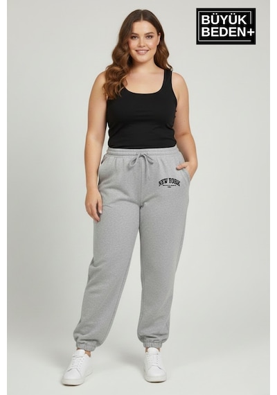 Süperlife Kadın Büyük Beden New York Paça Lastikli Rahat Kesim Jogger İnce Eşofman Altı Spr26beak951-5 Gri Melanj Süperlife Kadın Büyük Beden New York Paça Lastikli Rahat Kesim Jogger İnce Eşofman Altı Spr26beak951-5 Gri Melanj