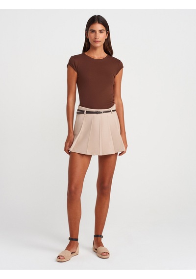 Dilvin 31779 Bisiklet Yaka Basic T-shirt-açık Kahve Açık Kahve