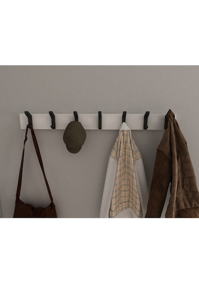 Hepsi3boyutlu Modern Duvar & Kapı Kanca Askılık - 7 Adet Siyah Kanca Askılık - Model No : 2 Siyah