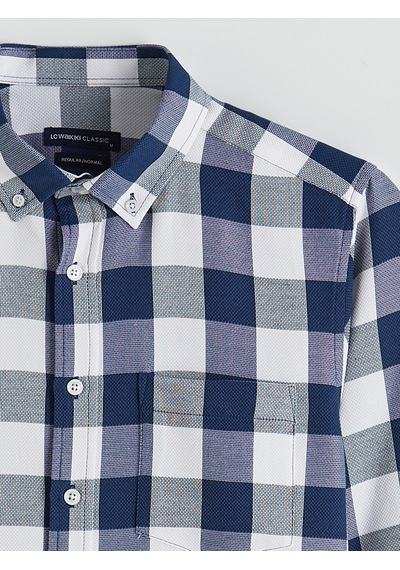 Lcwaıkıkı Classic Lacivert Regular Fit Ekose Erkek Gömlek