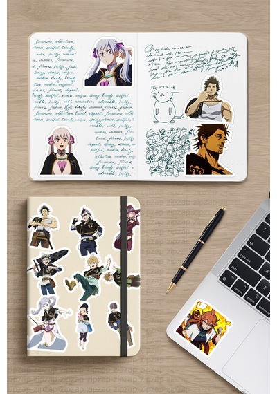 Black Clover Kara Yonca Anime Telefon Laptop Bullet Journal Sticker Paketi 25 Adet Çok Renkli