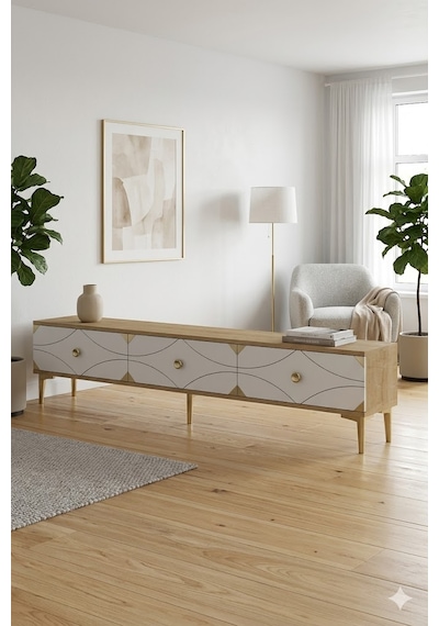 Tsa1897dbg Alfa Tv Sehpası Safirmeşe-beyaz-gold 180cm