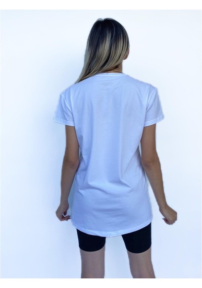 Kadın Women Face Baskılı Basic Beyaz Tshirt