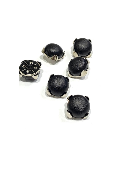 Siyah İtalyan Gümüş Çerçeveli / Ceket Ve Hırka Düğmesi / 1,8 Cm / Bmb01