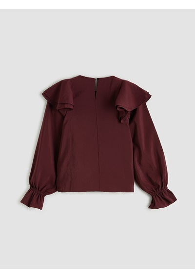 Lcw Vision Bordo Bisiklet Yaka Fırfırlı Bluz