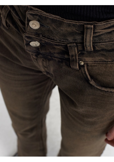 Dilvin Çift Kemerli Stright Denim Pantolon Siyah
