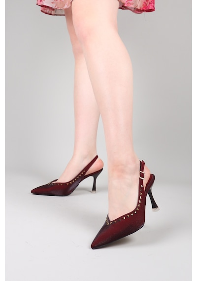 Birikon Lırae Gold Troklu Topuklu Ayakkabı Bordo-8684 Bordo