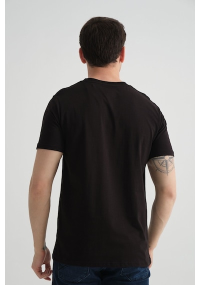 Shooter Sportwear Shooter Erkek T-shirt Minimal Baskılı Pamuklu Kumaş Standart Kalıp Siyah