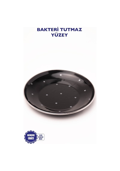 Star Emaye Pasta/sunum Tabağı 21cm Siyah - Gümüş