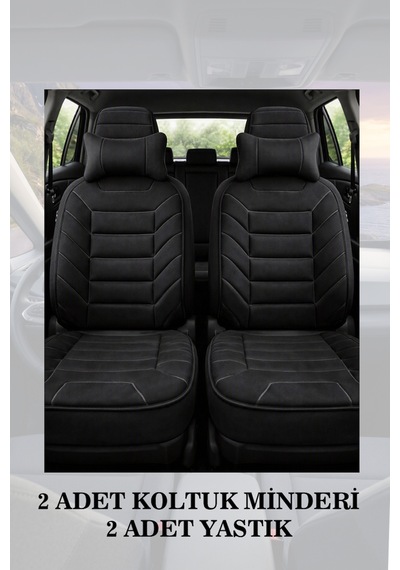 Fiat Fiorino Cargo 2017 Uyumlu Premium Lüks Siyah Renk 2 Adet Minder Ve Yastık