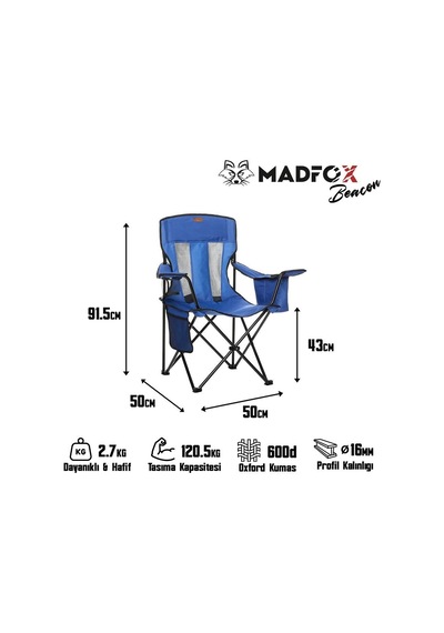 Madfox Beacon Katlanır Kamp Sandalyesi Koyu Mavi