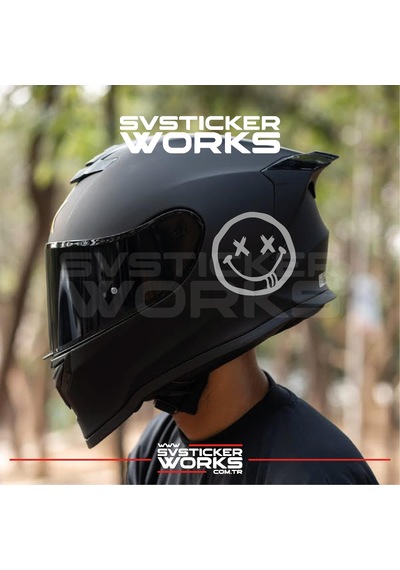 Smile Yazılı Kask Sticker Tüm Kasklar Uyumlu Tek Yön 1 Adet Gri