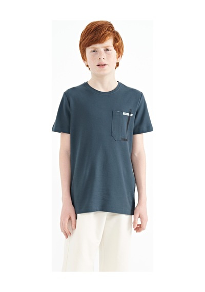Tommylife Tommy Life Orman Yeşili Cep Detaylı O Yaka Standart Kalıp Erkek Çocuk T-shirt - 11120 Yeşil