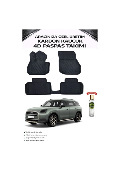 Mini Countryman Elektrikli 2025 Model Aracınıza Özel Karbon Kauçuk Paspas Takımı