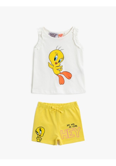 Koton Tweety Şort Pamuklu Lisanslı Sarı 1ymg49501ak