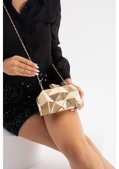 By Eduu Byeduu Gold Metal Clutch Portföy Abiye Çanta Altın
