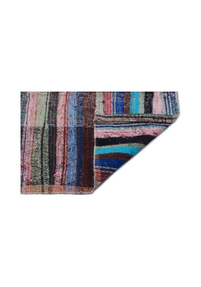El Dokuması Vintage Yün-pamuk Çizgili Çaput Halı 32305 120 X 290 Cm Çok Renkli