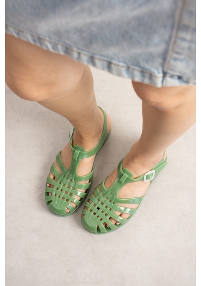 Wolk Shoes Ruby Şeffaf Kemer Detay Kadın Sandalet Haki
