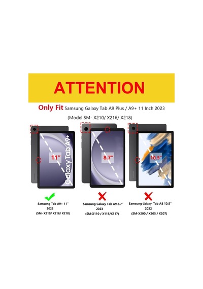 Samsung Galaxy Tab A9 Plus X210 360 Derece Döner Yatay Ve Dikey Standlı Tablet Kılıfı Siyah