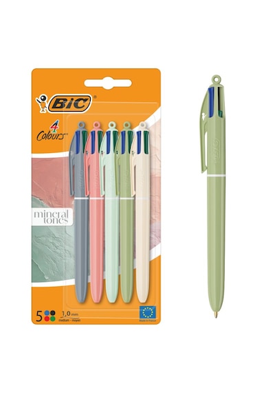 Bıc 4 Colours Mineral Tones 4 Renkli Tükenmez Kalem 1.0 Mm 5'li Set Çok Renkli