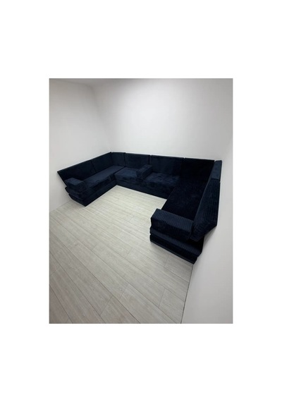 Premium Kadife Kumaş, Konforlu Yer Kanepesi ,modüler Şark Köşesi Takımı - Lacivert - 40 Cm - U Set