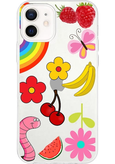 Apple Uyumlu iPhone 12 Mini İle 1mm Slim Fit Water Color 5 Baskılı Şeffaf Kılıf