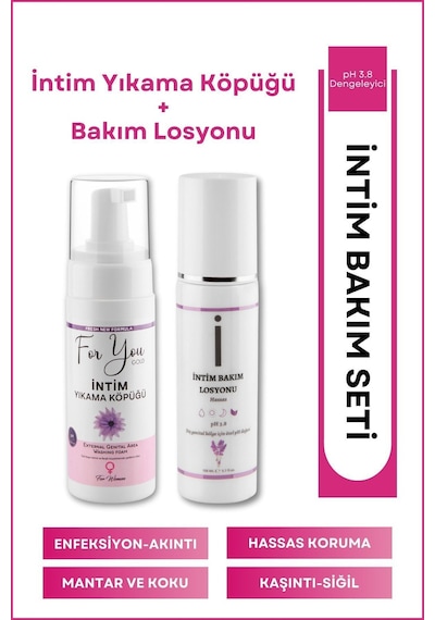 Genital Bölge Temizleyici Yıkama Köpük Ve Intim Bakım Losyonu Set Hijyen Seti