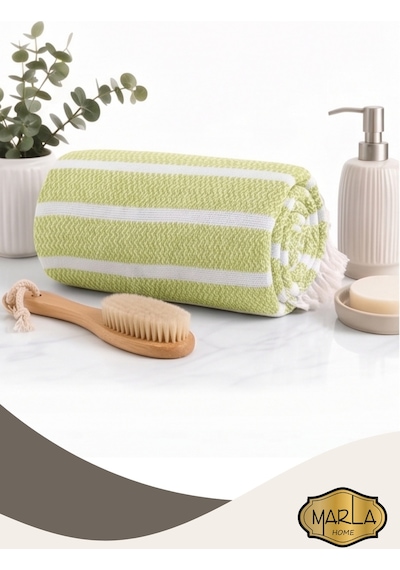 %100 Pamuk Dokuma Peştemal Havlu Plaj & Banyo Havlusu 100x170 Cm Fıstık Yeşili