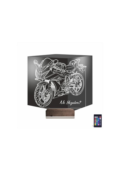 Luvivia Motosiklet Yarış Motoru Kişiye Özel 3d Lamba - Masa Gece Lambası V2 Şeffaf