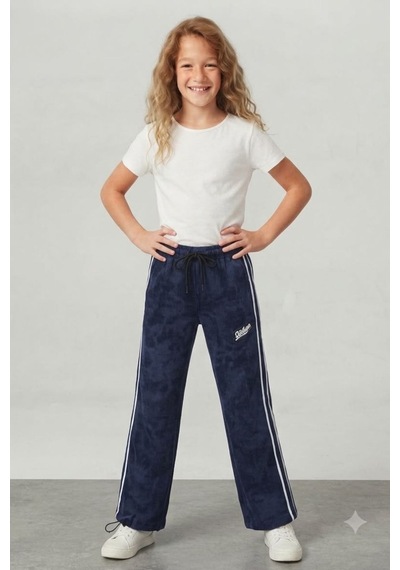 Pina Kids Kız Çocuk Beli İpli Rahat Kesim Paça Ayarlanabilir Lastikli Eşofman Altı Esf7012 Lacivert