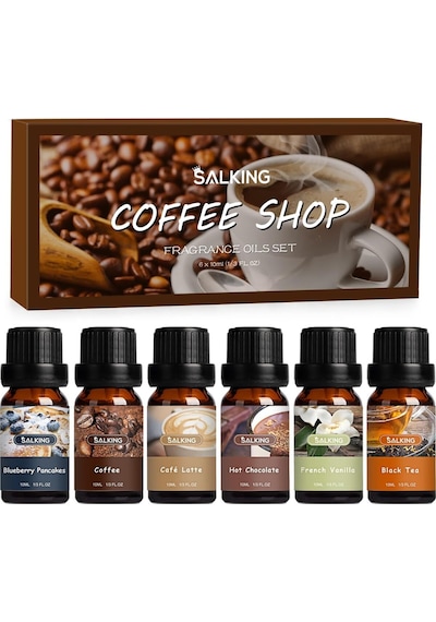 Salking Caf Uçucu Yağ Seti, 6 X 10 Ml Aroma Terapi Koku Yağları, Difüzör Ve Nemlendiriciler İçin