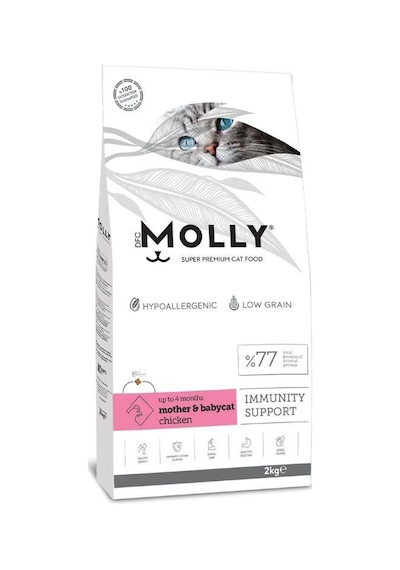 Molly Düşük Tahıllı Hypoallergenic Tavuklu Anne Ve Yavru Kedi Maması 2 Kg