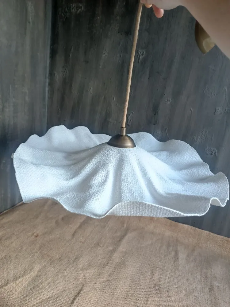 Kumaş Avize M - Pirinç Aksesuarlı Zara Home Tarzı Tasarım Beyaz