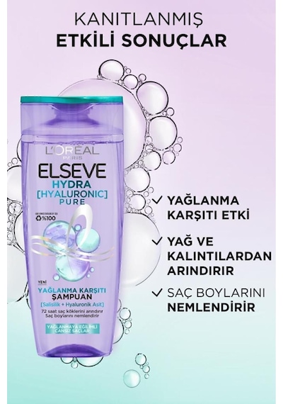 ELSEVE Hydra Pure Salisilik Asit içeren Yağlanma Karşıtı Arındırıcı 3'lü Bakım Seti