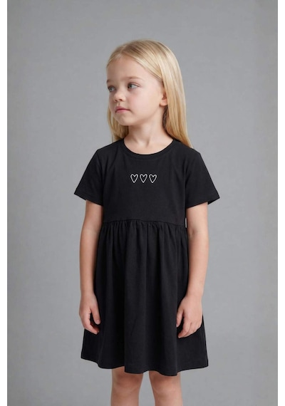 Defacto Desenli Elbise Kız Bebek H2173a526smbk27 Siyah-bk27