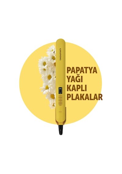 Grundig HS 7033 Botanika Papatya Yağı Kaplı Plakalı İyonik Saç Düzleştirici