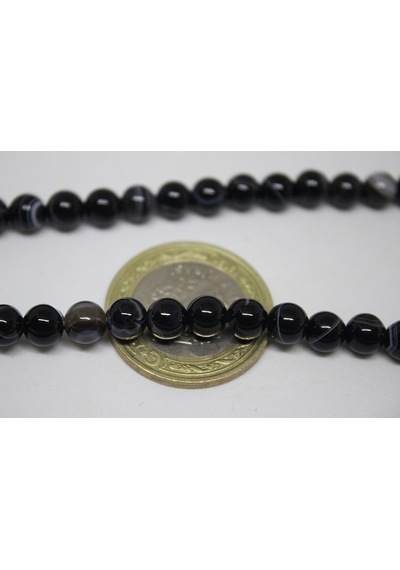 Akik Taşı Yarım Dizi 6 MM (17309) 18 CM Çok Renkli
