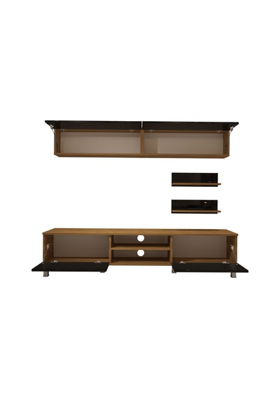 Decoraktiv Eko 5 Mdf Dvd Krom Ayaklı Tv Ünitesi Tv Sehpası Pera - Siyah