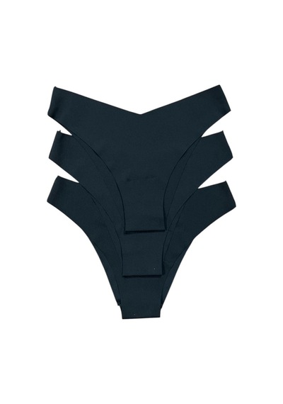 Nicoletta Kadın Külot Lazer Kesim V Şekil Iz Yapmaz 3 Lü Paket Polyester Sıyah Siyah