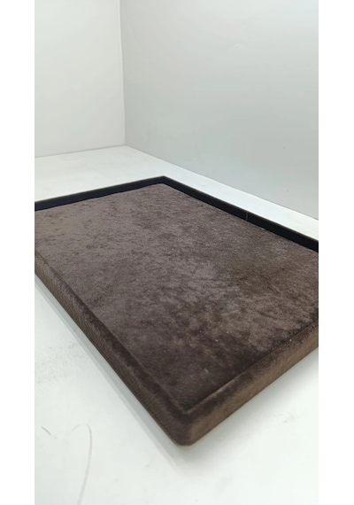 Süet Kumaş Kahve Renk 34/24 Cm Takı Servis Sunum Tablası