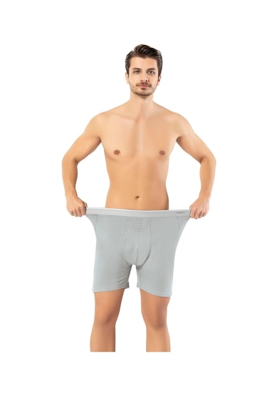 Erdem Erkek Pamuk Elastan Uzun Boxer 1470 - 3 Adet Gri