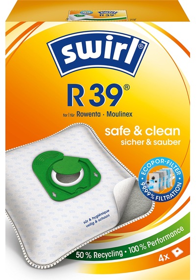 Swirl R 39 EcoPor Rowenta Moulinex Elektrikli Süpürgeler için Toz Torbası