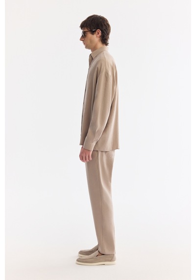 Avva Erkek Bej Alttan Britli Yaka Nefes Alan Modal Karışımlı Soft Touch Oversize Fit Gömlek A61y2168