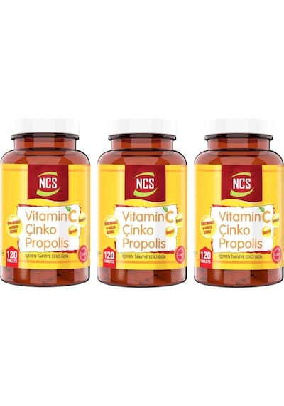Vitamin C Çinko Propolis 120 Tablet X 3 Adet Vitamin D