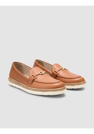 %100 Hakiki Deri Taba Kadın Loafer Taba