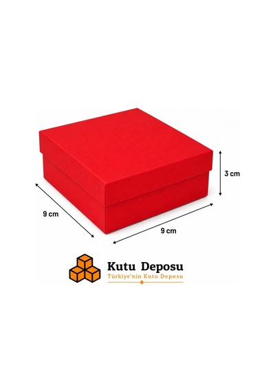 9x9x3 Cm Tam Kapaklı Selefonlu Süngerli Takı Kutusu - Kırmızı Demonte 50 Adet